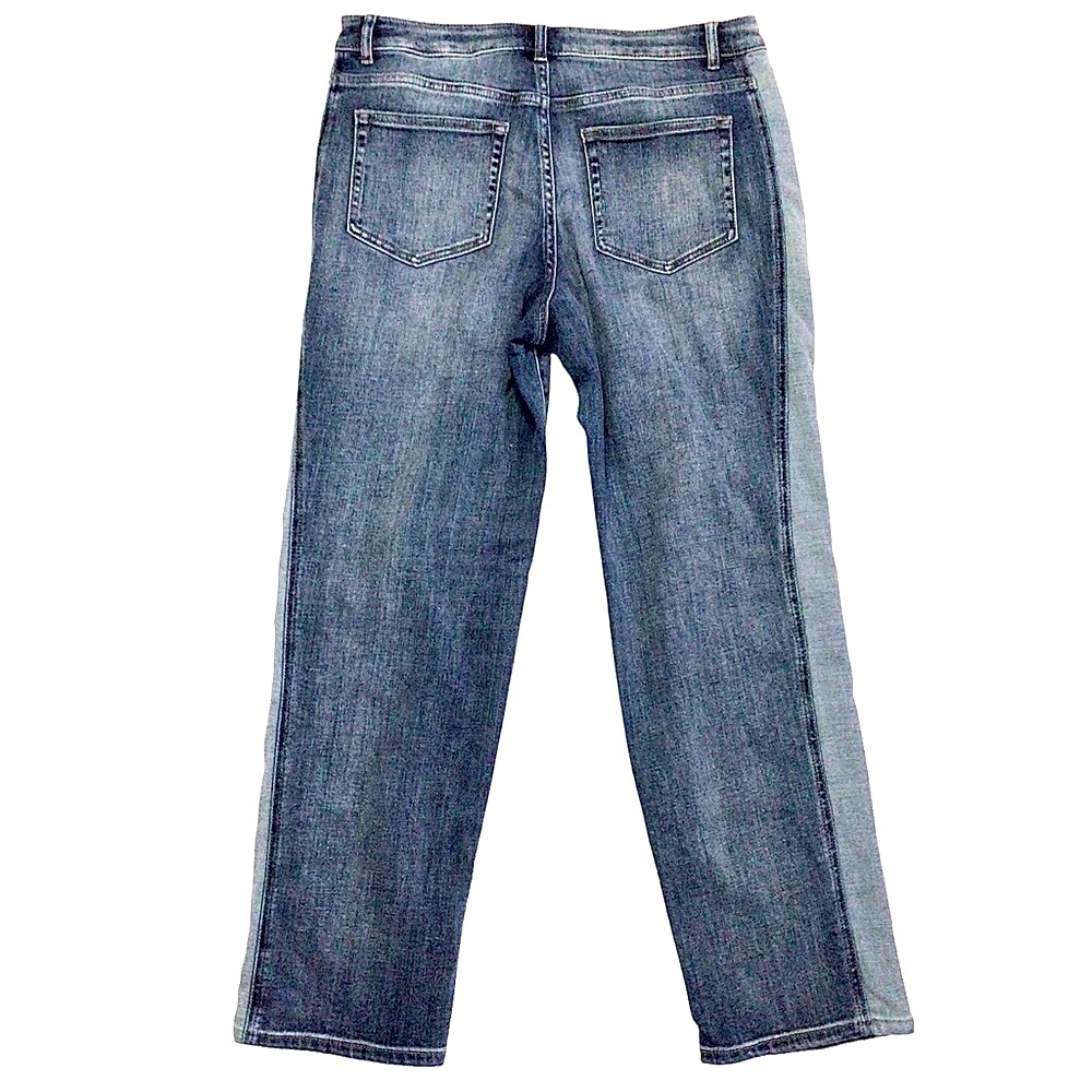LOGO by Lori Goldstein Boyfriend Two Tone Side Panel Jeans Size 10 - Picture 3 of 12